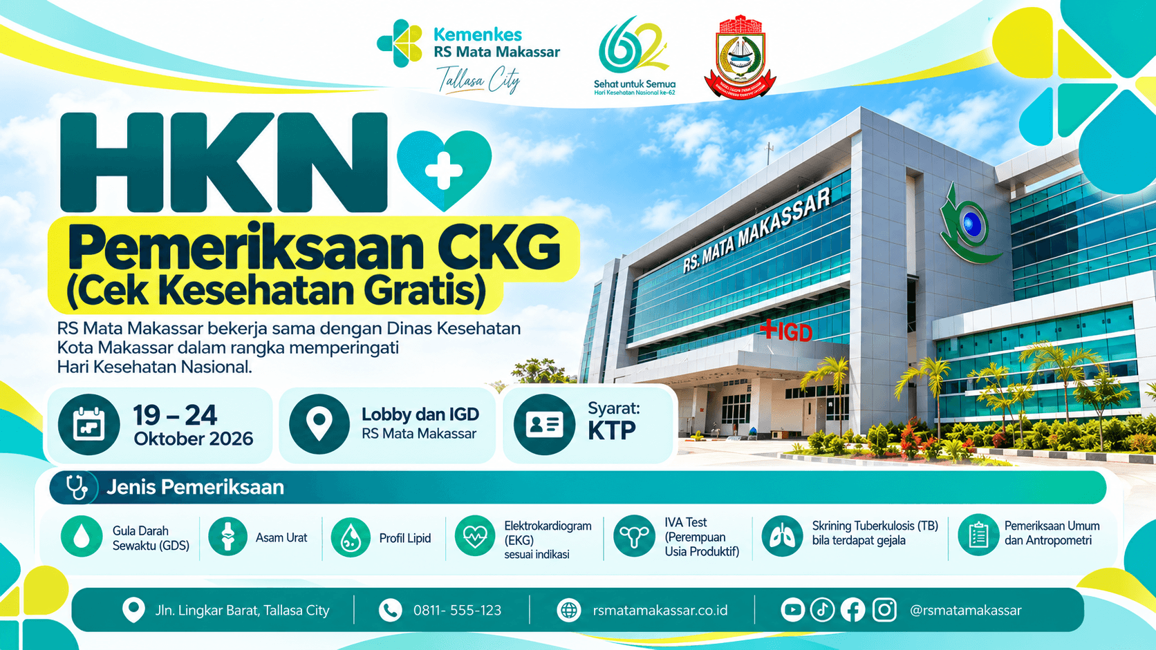 Peringati HKN ke-62, RS Mata Makassar Gelar Pemeriksaan Cek Kesehatan Gratis